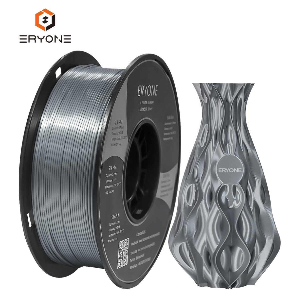 ERYONE Silk PLA Filament for 3D Printer 1.75mm Tolerance ±0.03mm